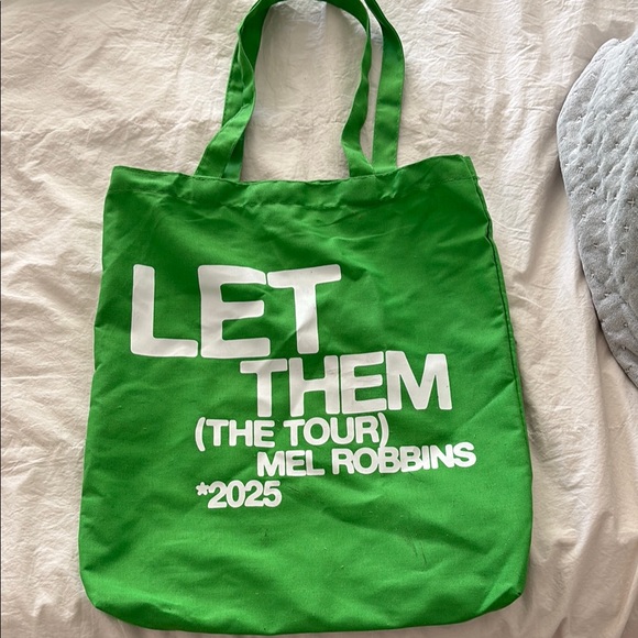 MEL ROBBINS TOUR SWAG -  Green Tote Bag with White Text - Picture 1 of 2